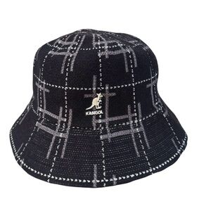 Kangol Black & White Plaid Knit Bucket Hat
